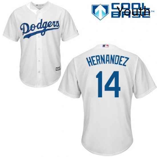 Youth Majestic Los Angeles Dodgers 14 Enrique Hernandez Authentic White Home Cool Base MLB Jersey